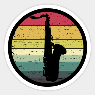 Retro Sunset Saxophone Distressed Retro Rainbow Colors Sticker